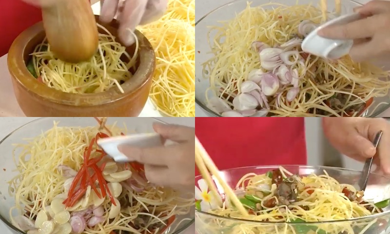 Học người Thái cách làm món gỏi đu đủ ba khía đậm đà chua cay