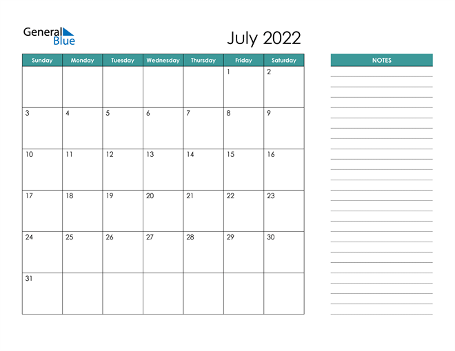 Mẫu lịch tháng 7 năm 2022 số 5