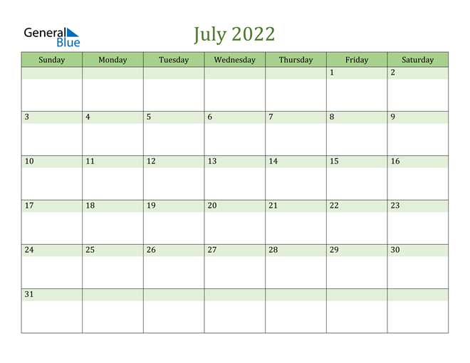Mẫu lịch tháng 7 năm 2022 số 7