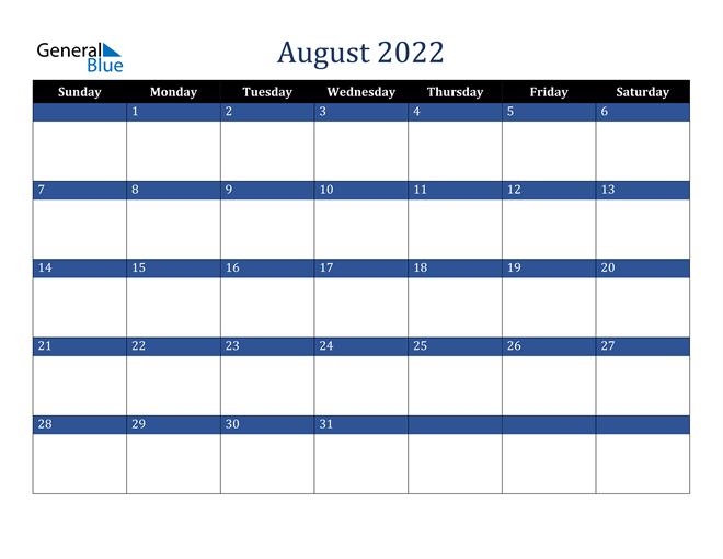Mẫu lịch tháng 8 năm 2022 số 6