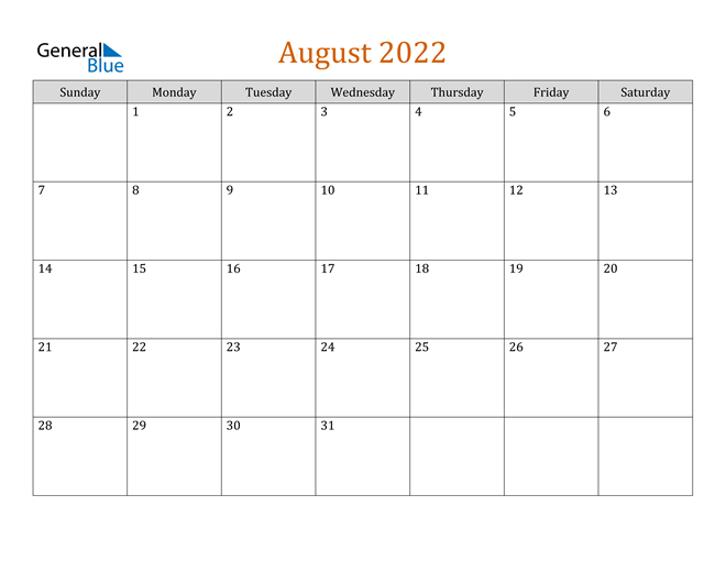 Mẫu lịch tháng 8 năm 2022 số 8