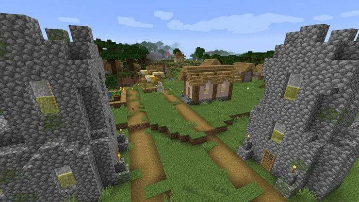 Tìm đá đỏ trong làng Minecraft