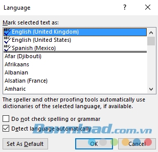Thay đổi ngôn ngữ trong Microsoft Word