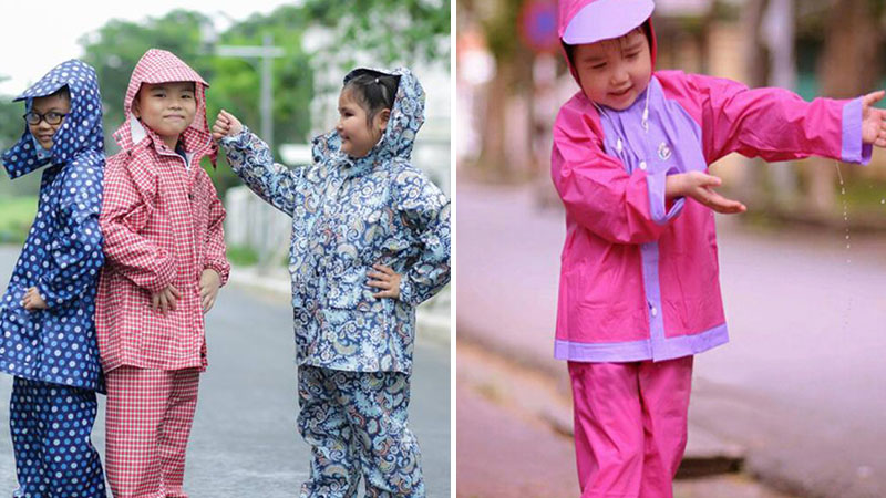 Nhiều mẫu áo mưa bộ đơn giản nhưng cực dễ thương cho bé