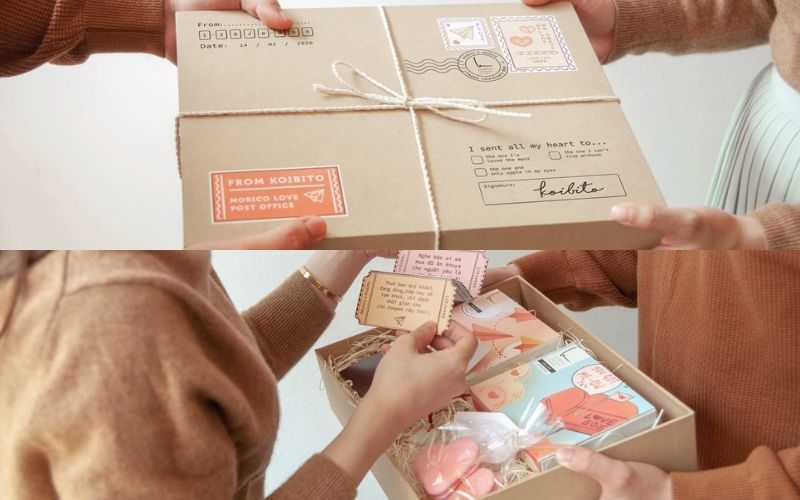 Hộp chocolate valentine dạng bưu phẩm