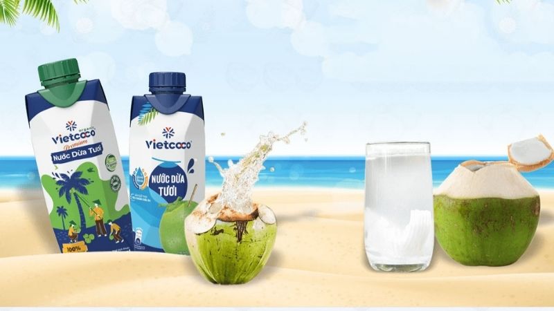 Nước dừa Vietcoco đến từ công ty sản xuất nổi tiếng Lương Quới