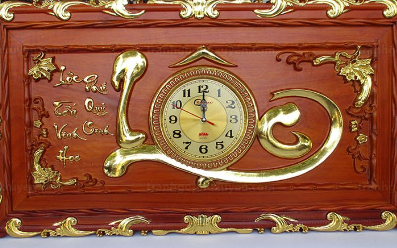 Tranh đồng hồ chữ Lộc bằng gỗ