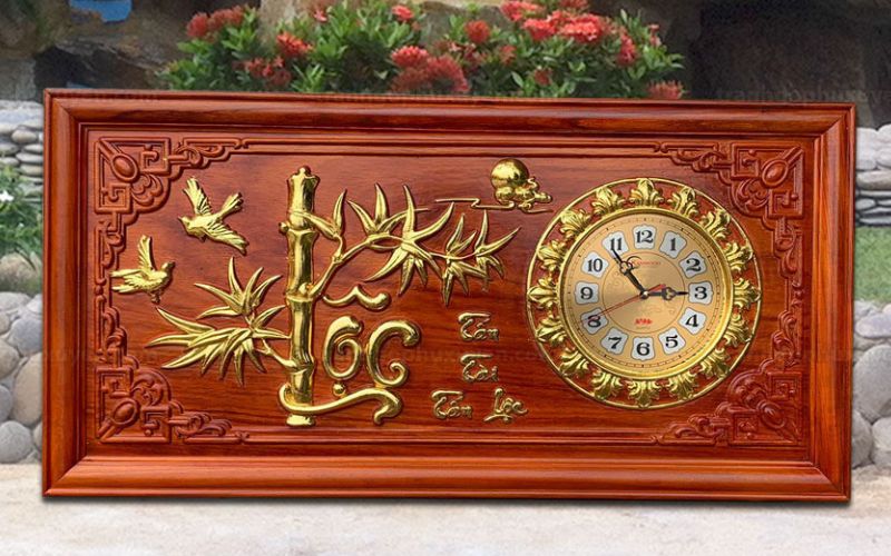 Tranh đồng hồ chữ Lộc bằng gỗ sáng tạo