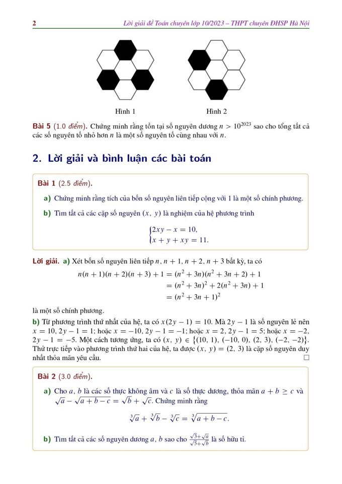 Giải đề Toán vòng 2 vào lớp 10 chuyên Sư phạm Hà Nội - 1