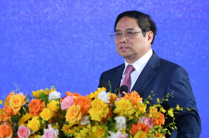 Thủ tướng Phạm Minh Chính phát biểu tại lễ phát động phong trào Cả nước thi đua xây dựng xã hội học tập, đẩy mạnh học tập suốt đời giai đoạn 2023-2030. Ảnh: MOET